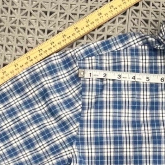 Southern Shirt Mens Large Plaid Button Down Shirt Long Sleeve Blue White Cotton - Picture 8 of 10